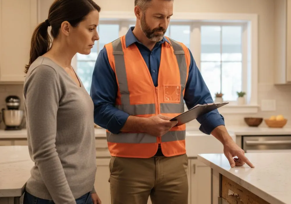 Contractor reviewing renovation plans with a Regina property owner
